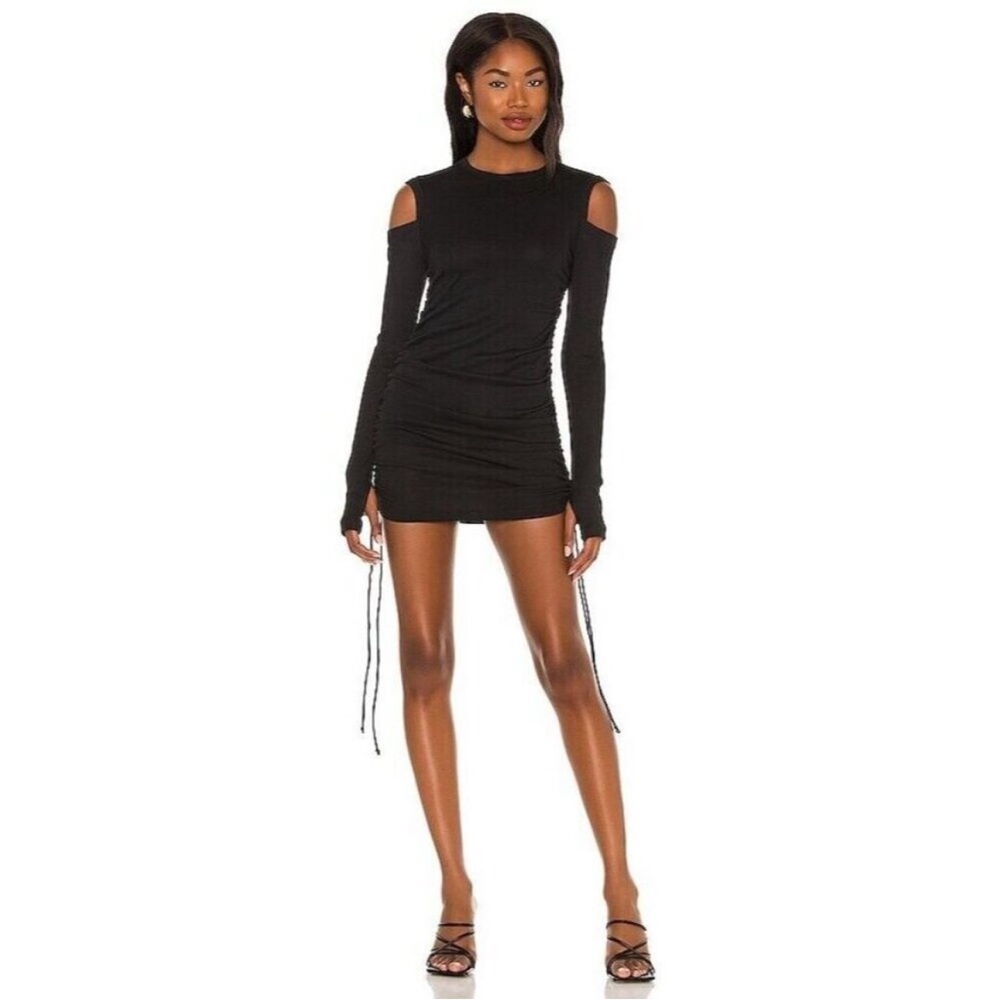 Helmut Lang Black Mini Cold Shoulder Dress Size S